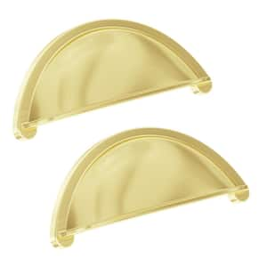 3.7 in. (76mm) Golden Champagne Semicircle Pure Copper Cabinet Drawer Cup Pulls (2-Pack)