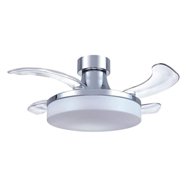 Fanaway Mya 36 in. Indoor Chrome and Clear Remote Control Ceiling Fan