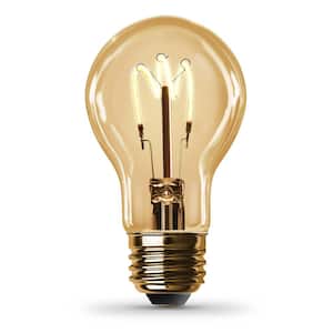 40-Watt Equivalent A19 Dimmable H Shape Filament Amber Glass E26 Vintage Edison LED Light Bulb, Warm White