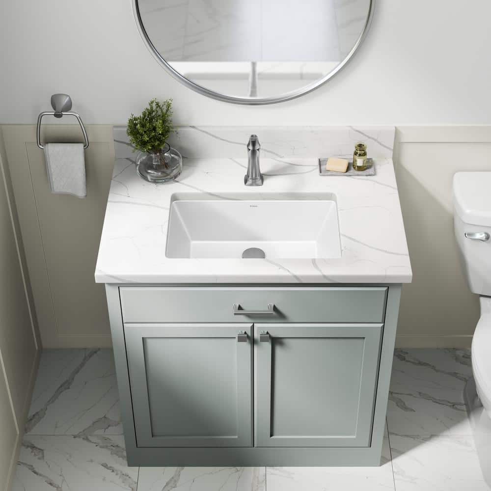 Elavo 21-Inch White Rectangular Ceramic Undermount Bathroom Sink