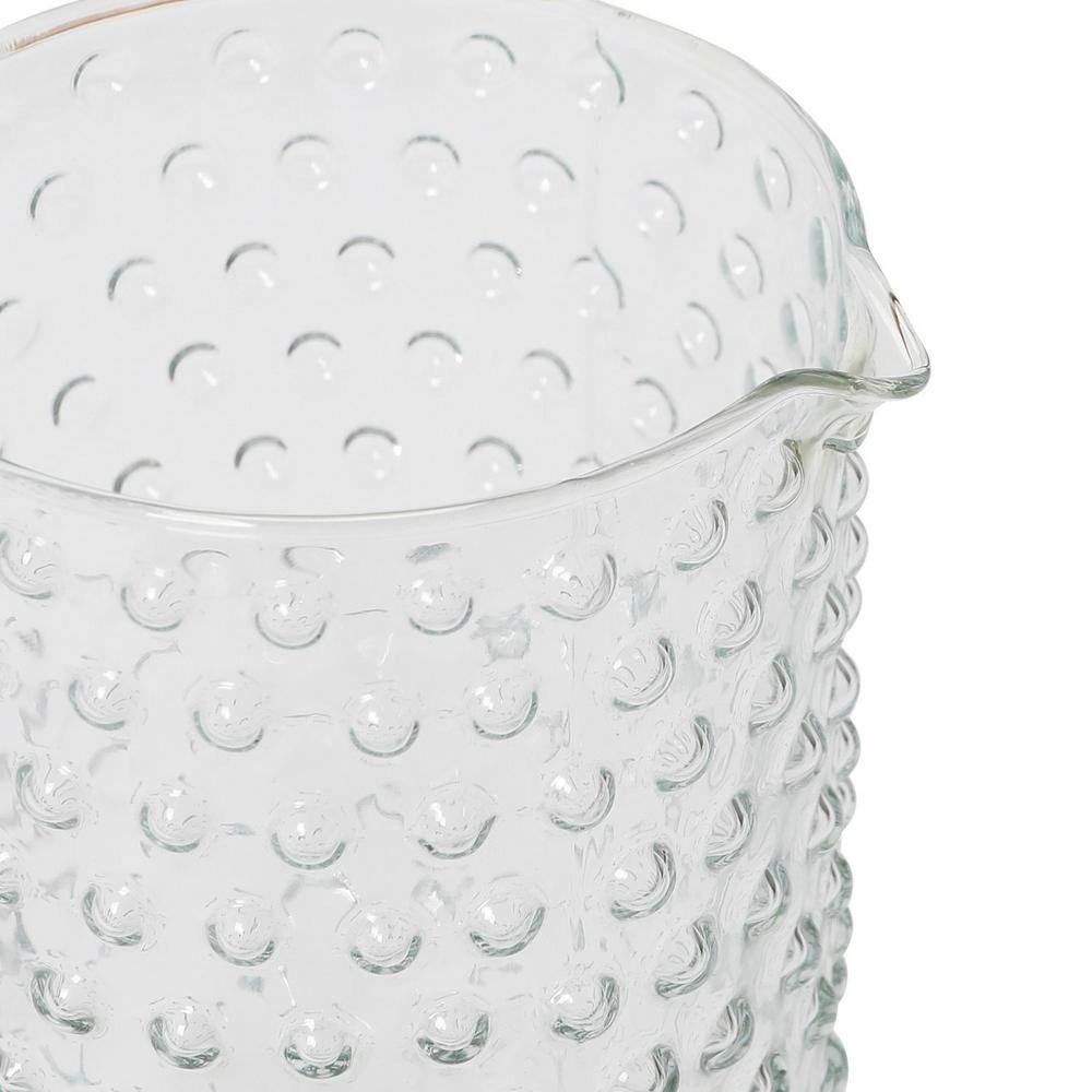 Clear Hand Blown Glass Hobnail Pitcher