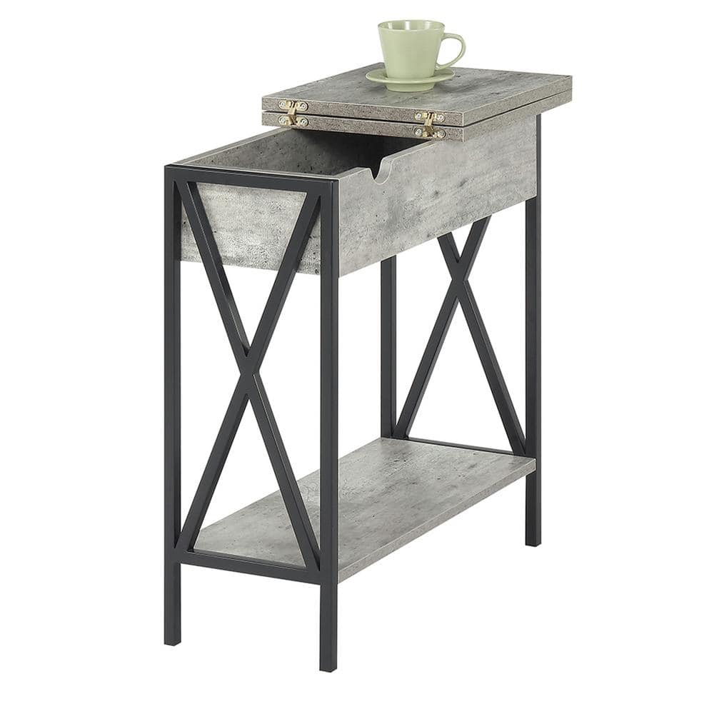 Tucson 24" Modern Wood & Metal End Table with Charging Station