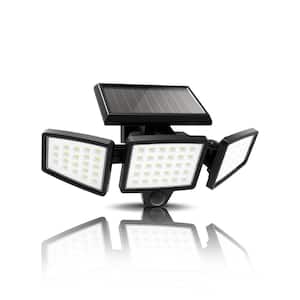 3-Head 8-Watt Integrated LED Black color 120-Degree Solar Motion Activated Area Light