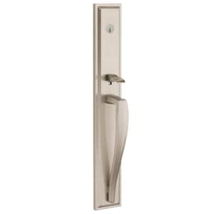 Torrey Pines Satin Nickel Low Profile Single Cylinder Entry Door Handleset w/ Torrey Door Handle feat SmartKey Security
