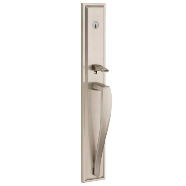 Baldwin Torrey Pines Satin Nickel Low Profile Single Cylinder Entry Door Handleset w/ Torrey Door Handle feat SmartKey Security