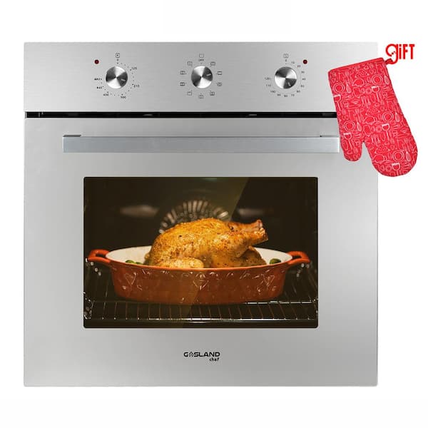 GASLAND Chef 24 in. Built-In Single Electric Wall Oven with Rotisserie, 9 Cooking Modes, Mechanical Knob Control in Stainless-Steel