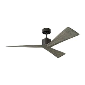 Adler 52 in. Indoor/Outdoor Aged Pewter Ceiling Fan with Light Grey Weathered Oak Blades, DC Motor and Remote Control