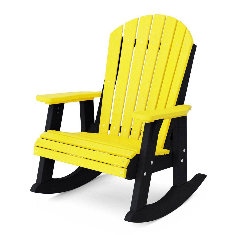 Heritage Lemon Yellow and Black Plastic Adirondack Outdoor Rocking Chair price history on PriceWatchPro
