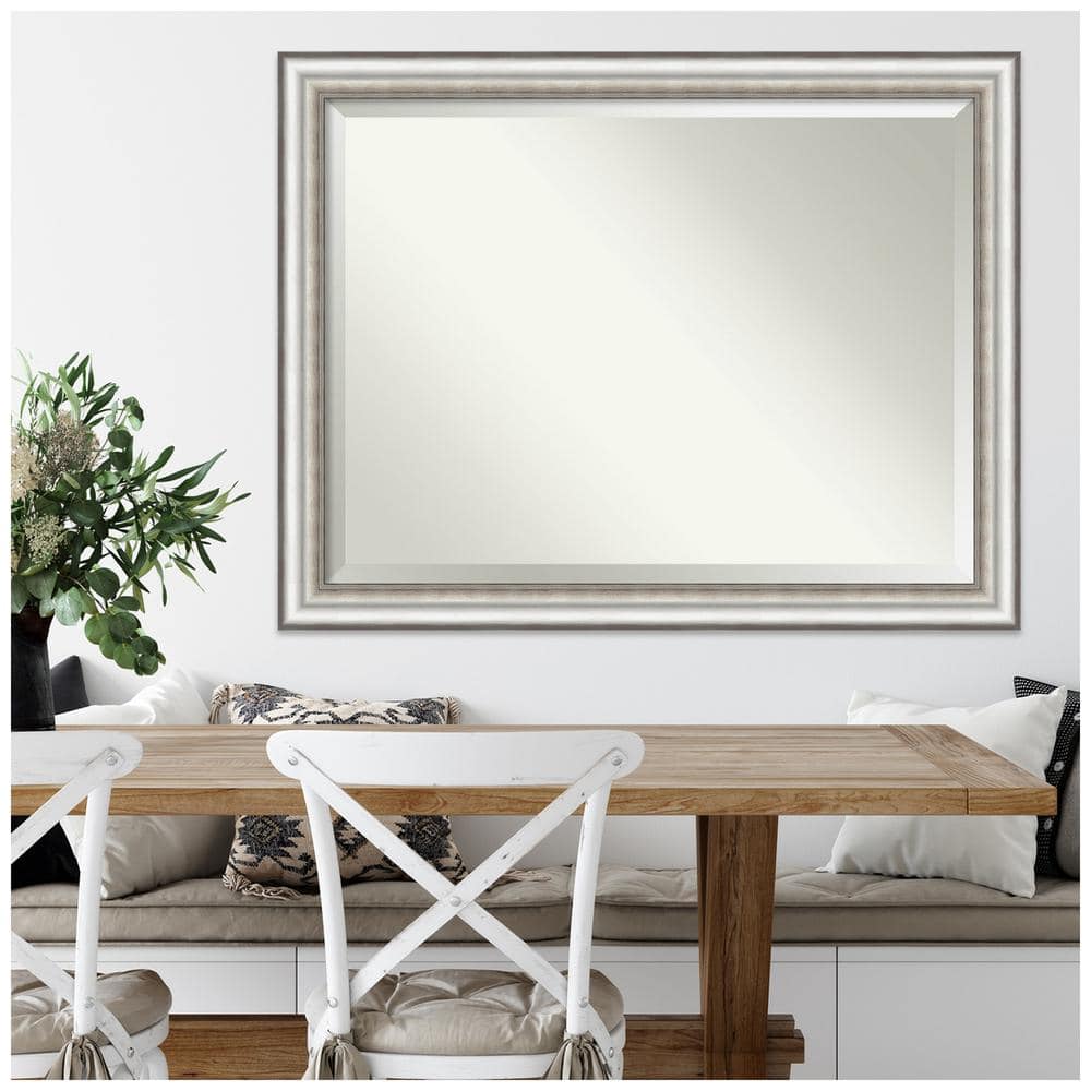 Silver Rectangular Full Length Wood Framed Mirror