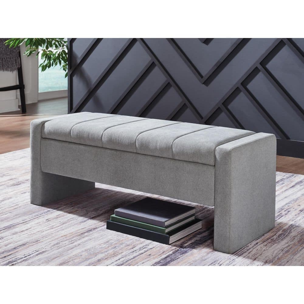 Grey Entry Bench Signature DESIGN BY ASHLEY Akselman 50 in. Light Gray Entryway Bench ...