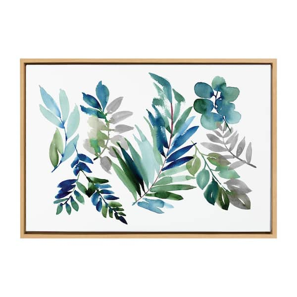 Kate and Laurel Sylvie Tropic Leaves Blue by Sara Berrenson Framed ...