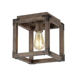 Magnolia 8 in. Oil Rubbed Bronze/Brown Iron Rustic Farmhouse LED Flush Mount