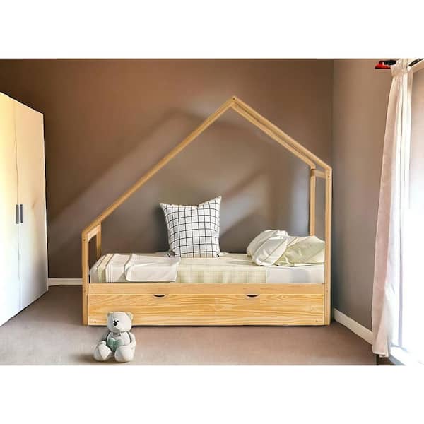 HomeRoots Beige Composite Frame Twin Panel Bed