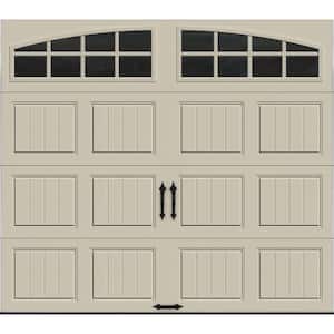Gallery Steel Short Panel 8 ft x 7 ft Insulated 6.5 R-Value  Desert Tan Garage Door with Arch Windows