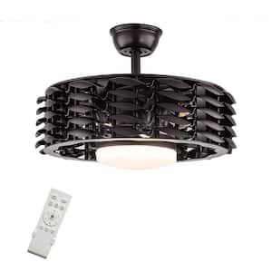 22 in. Integrated LED Indoor Coffee Bronze 3 Color Change Bladeless Reversible Ceiling Fan with Light