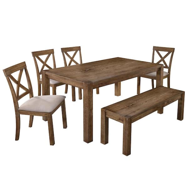Janet 6-Pieces Antique Natural Oak Dining Set