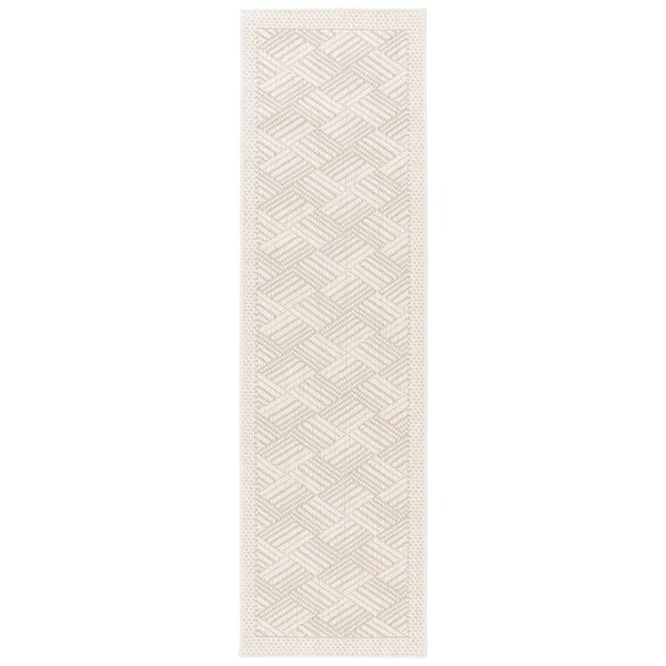 Palm Beach 2 ft. x 8 ft. Ivory Modern Diamond Runner Rug