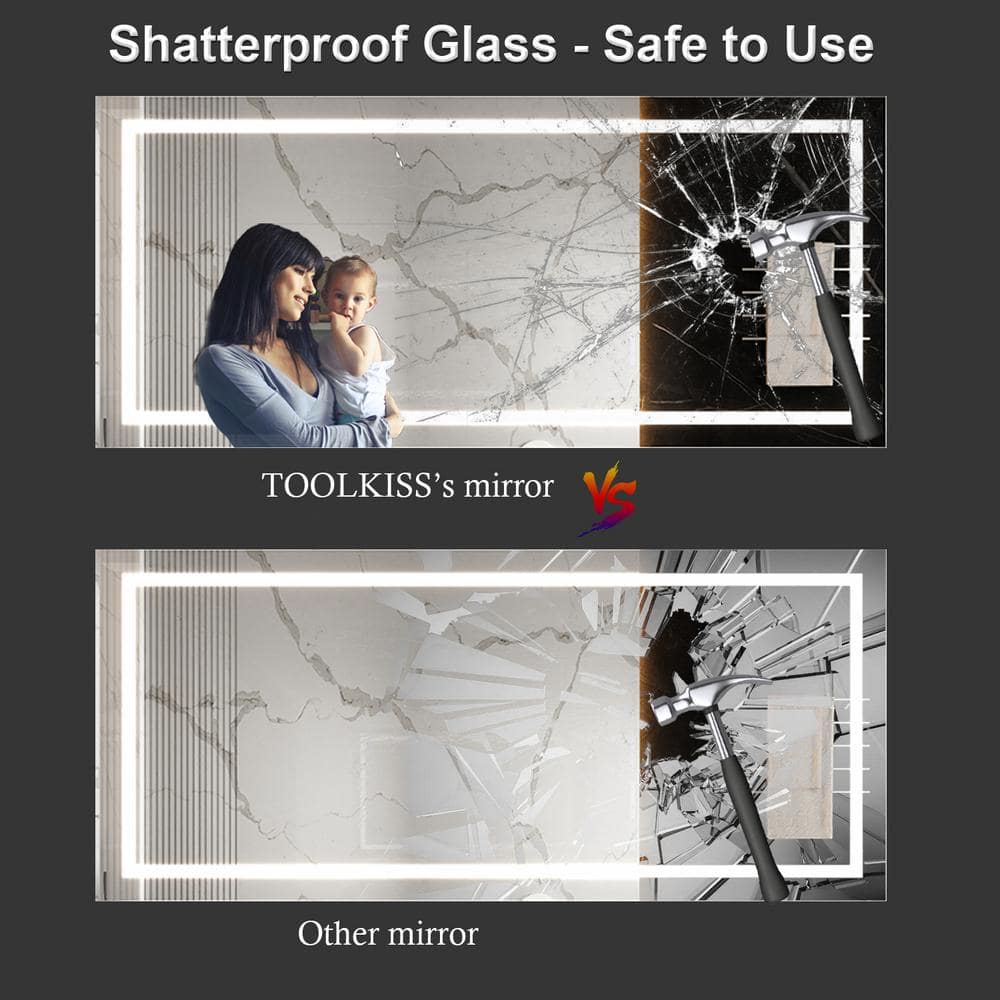 Oversized Frameless LED Bathroom Vanity Mirror with Anti-Fog Feature