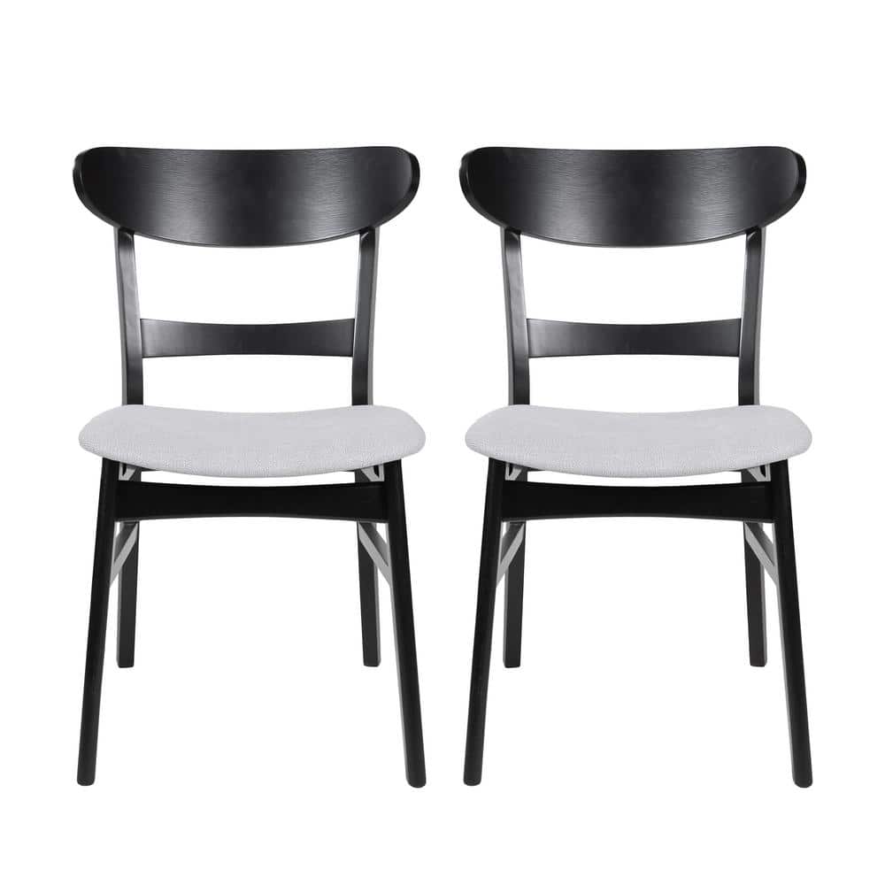 Mid Century Modern Fabric Upholstered Wood Dining Chairs, Wood Frame, Set o