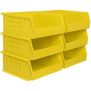 AkroBin 11 in. 50 lbs. Storage Tote Bin in Yellow with 2.0 Gal. Storage Capacity (6-Pack)