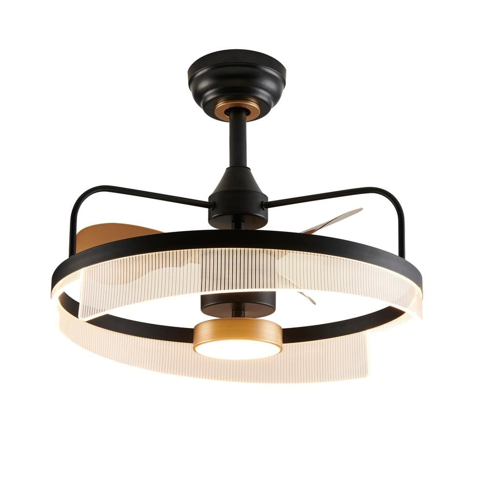 Lincoln 19.6 in. Indoor LED Light Black Ceiling Fan with Remote Control and