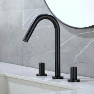 Pomelo 8 in. Widespread 3 Hole 2-Handle High-Arc Bathroom Faucet in Matte Black