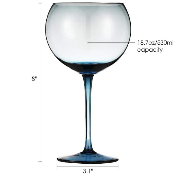 Berkware Sophisticated Oversized Blue Colored Wine Glass - 18.7oz (Set of 2)