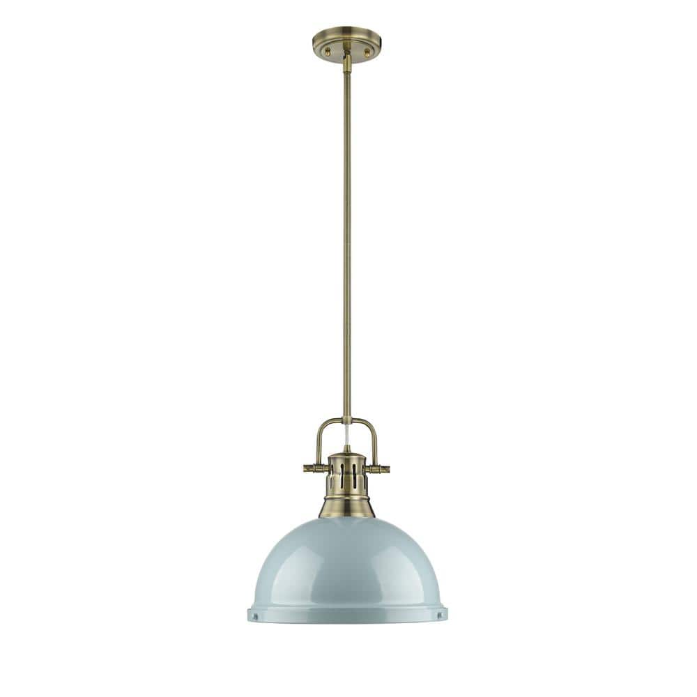 Duncan 100-Watt 1-Light Aged Brass Pendant Light with Steel Shade price history on PriceWatchPro
