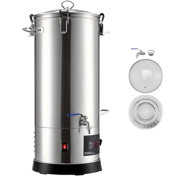 8 Gal. Stainless Steel Beer Brewing Equipment, 1500W All-in-One Home Brewing Kit with Tall Strainer & Reinforced Handle