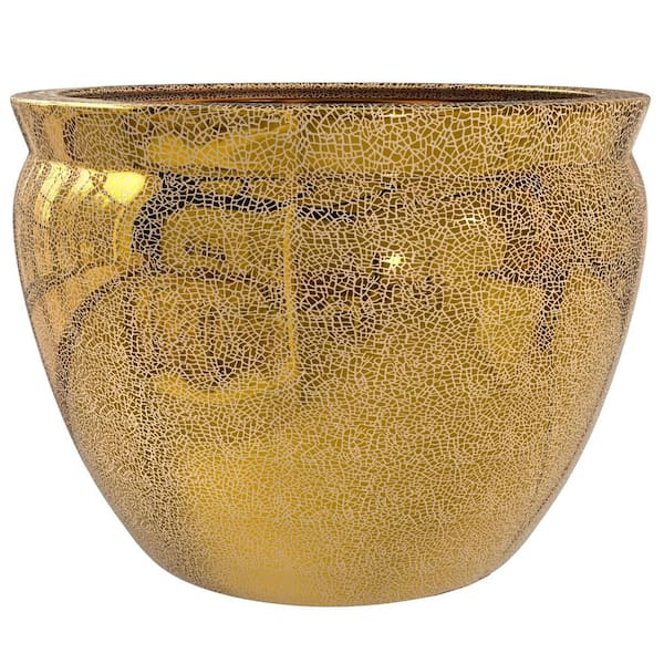 Oriental Furniture 14 in. Gold Crackle Fishbowl