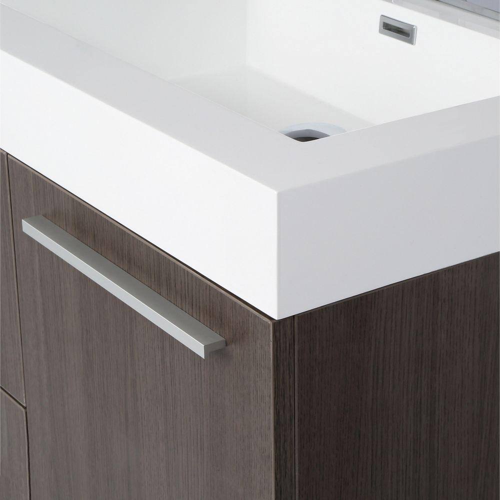 Sleek 54" Gray Oak Double Sink Wall-Mount Vanity Set with Acrylic Top