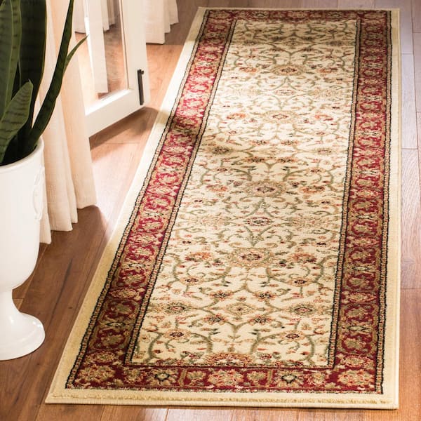 Lyndhurst Ivory/Red 2 ft. x 16 ft. Border Floral Antique Runner Rug
