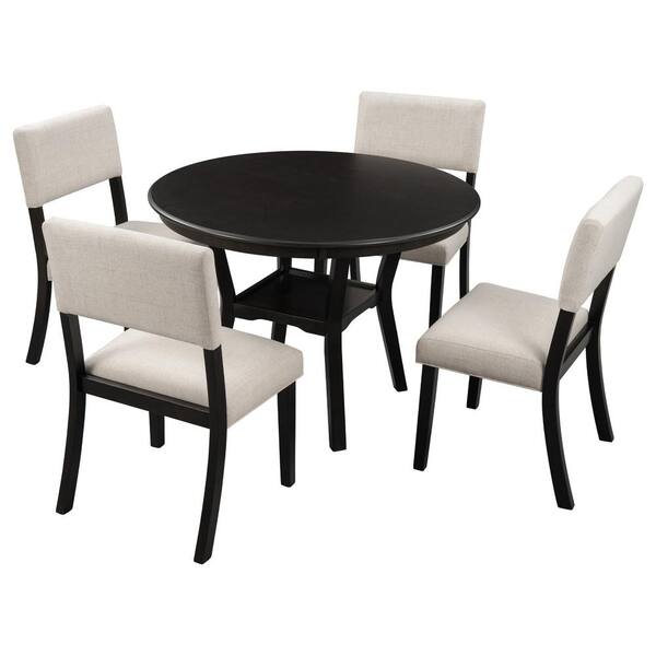 Harper Bright Designs Espresso 5, Kitchen Round Table And Chairs