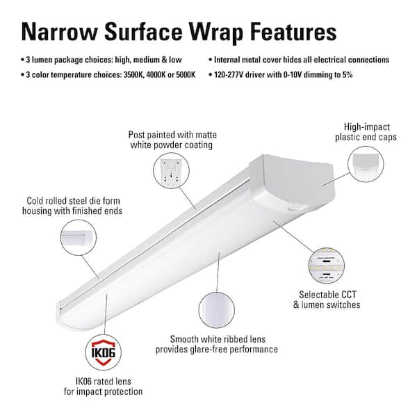 Metalux 4 ft. Selectable CCT and Lumen 5.5 in. Commercial Metalux 4 ft. Selectable CCT and Lumen 5.5 in. Commercial