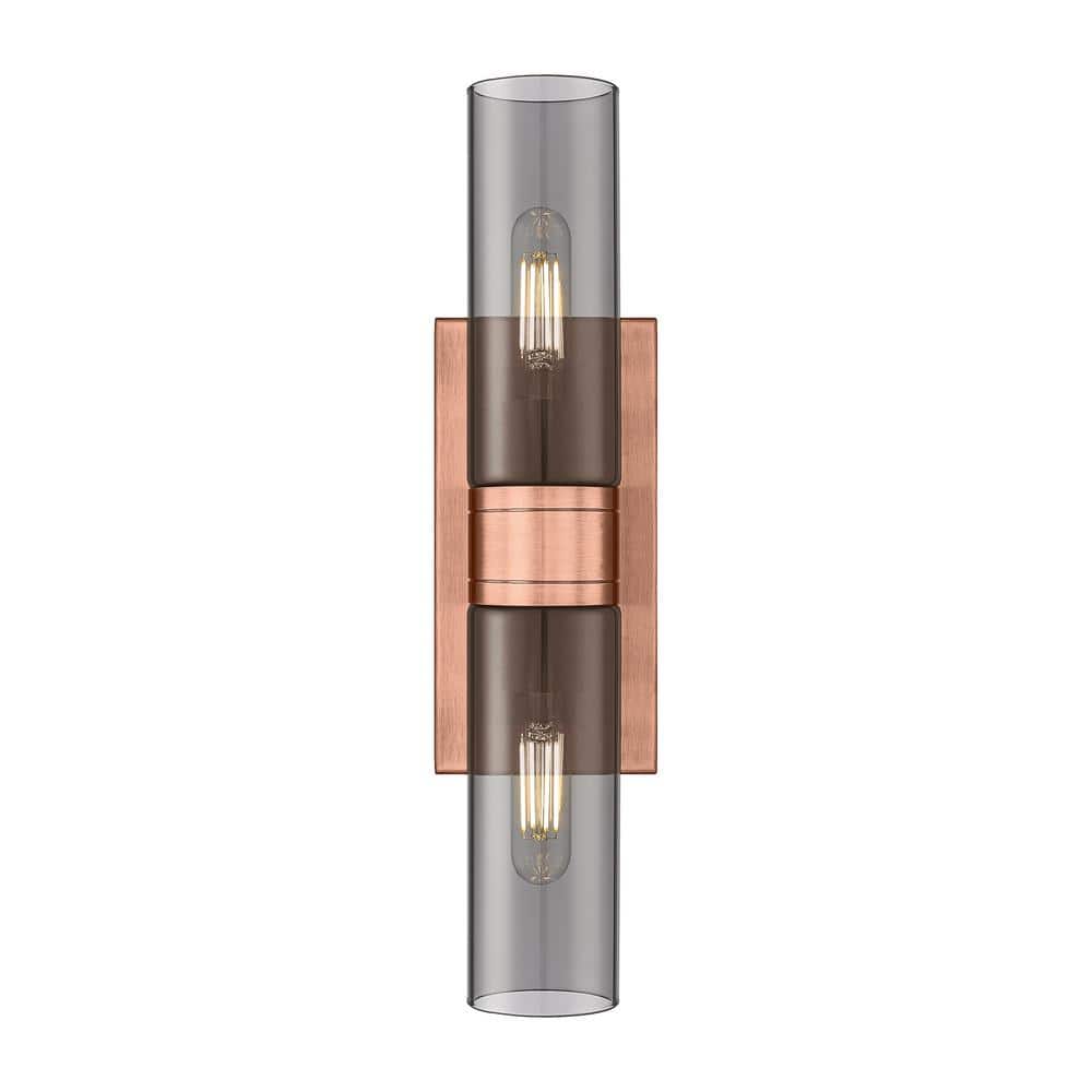 Ballston Urban 18 in. 2-Light Antique Copper Vanity Light with Black Glass Shade price history on PriceWatchPro