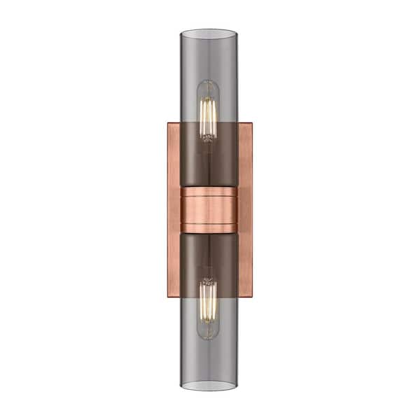 Innovations Ballston Urban 18 in. 2-Light Antique Copper Vanity Light with Glass Shade