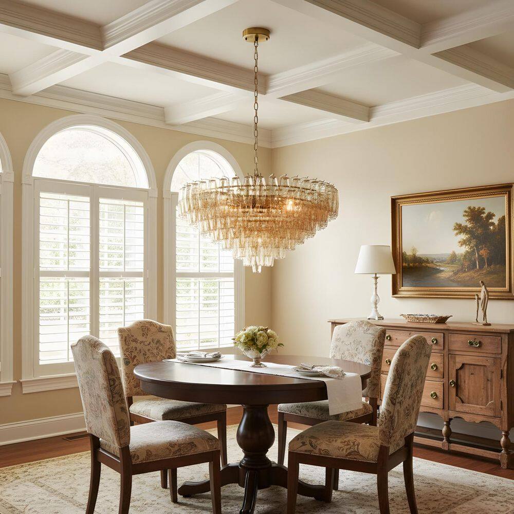 37 in. 14-Light Gold Medieval Multi-Tier Chandelier with Smoked Glass Shades price history on PriceWatchPro