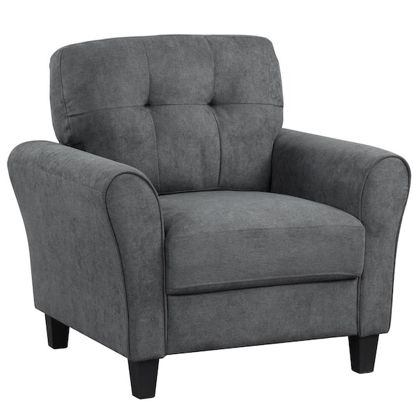 Costway Modern Accent Chair Grey Upholstered Mid-Century Armchair with Sturdy Legs