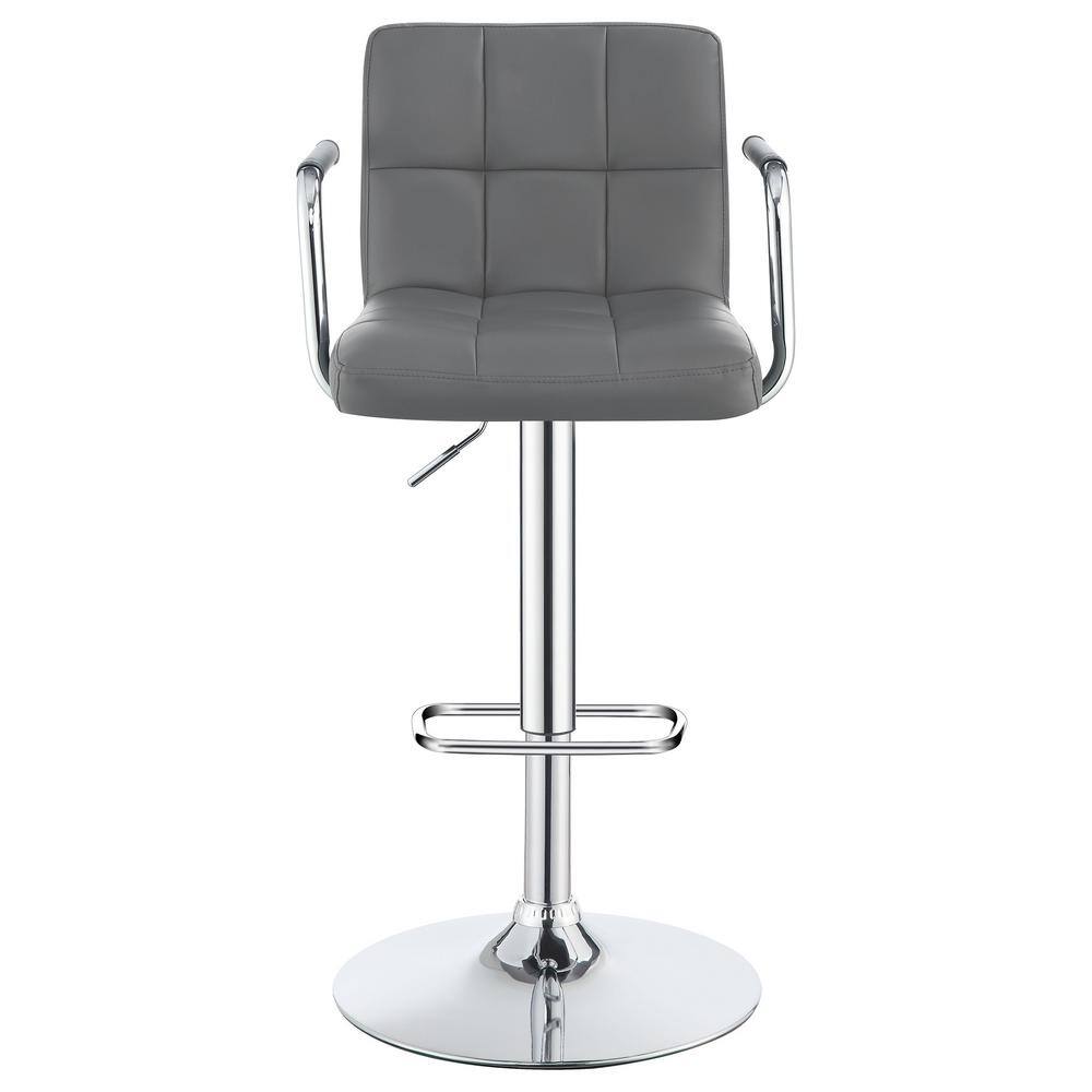 Gray Adjustable Swivel Bar Stool with Chrome Base