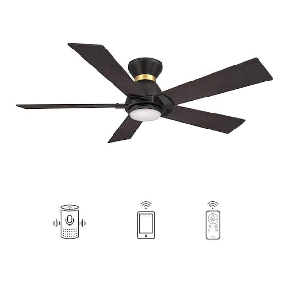 CARRO Aspen 52 in. Dimmable LED Indoor/Outdoor Black Smart Ceiling Fan with Light and Remote, Works with Alexa/Google Home