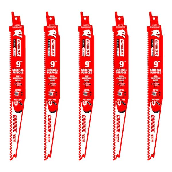 DIABLO 9 in. 9 TPI Demo Carbide General Purpose Reciprocating Blades (5-Pack)