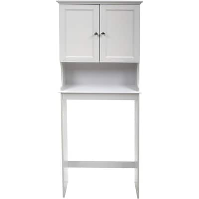 Glacier Bay Shaker 26.7 in. W x 68 in. H x 10.1 in. D White Over The Toilet  Storage with Adjustable Shelves & Doors 5323WWHD - The Home Depot