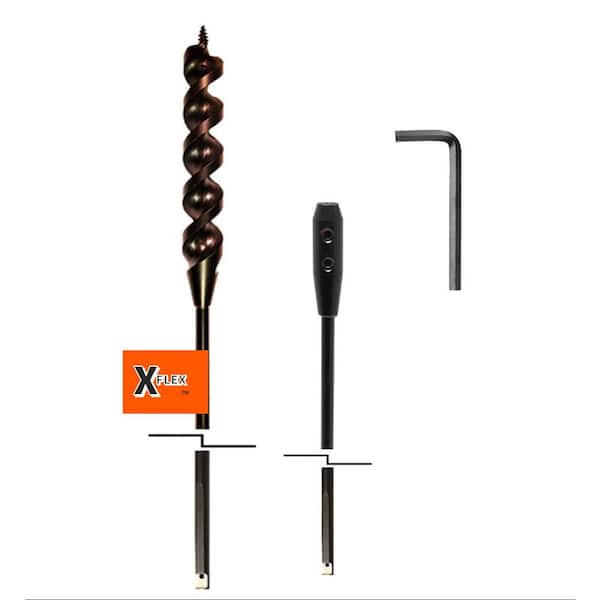 Eagle Tool US X FLEX Auger Style 9/16 in. x 54 in. Bit, 3/16 in. x 36 in. 3-Piece Extension Kit, Extension and Allen Wrench