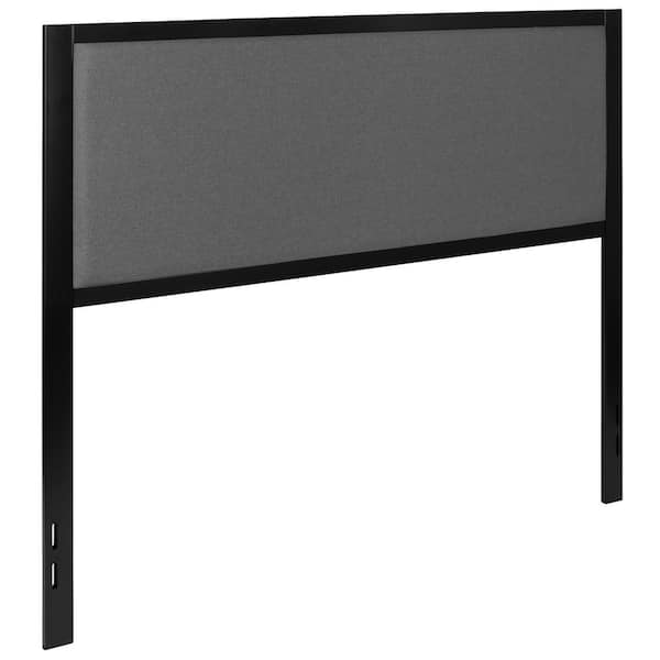 Carnegy Avenue Melbourne Metal Upholstered Queen Size Headboard in Dark Gray Fabric
