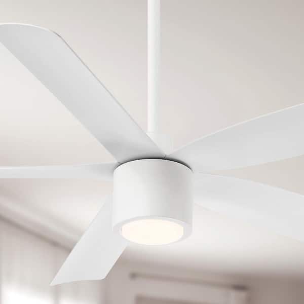 ARRANMORE LIGHTING & FANS RAVIAN 5-Blade 52 in. Indoor/Outdoor Matte White Modern Ceiling Fan with Color Select LED Light and Remote Included