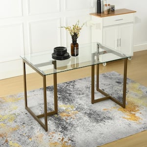 Slip Rectangle 47 in. Tempered Glass Top Bronze Metal Sled Base Modern Dining Table (Seats 4)