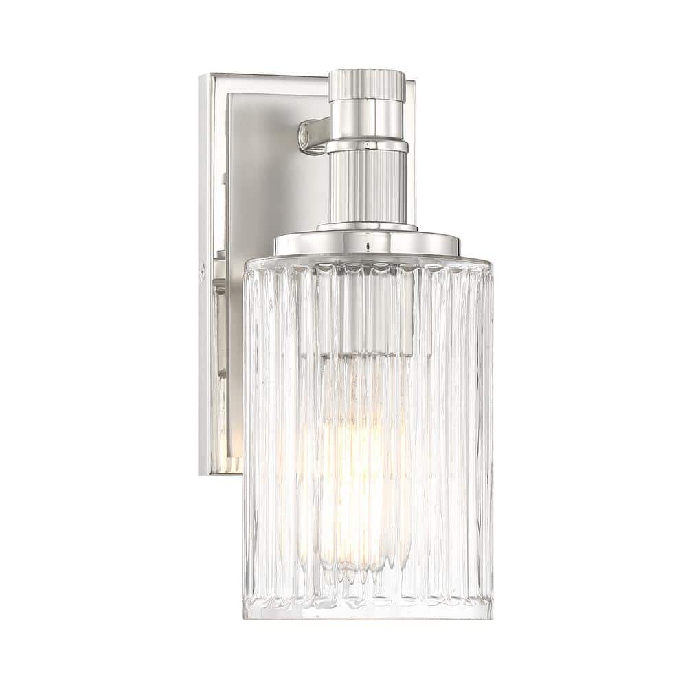 Concord 4.5 in. 1-Light Silver and Polished Nickel Bathroom Vanity Light with Clear Ribbed Glass Shade price history on PriceWatchPro