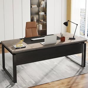 Moroni 63 in. Rectangular Gray and Black Executive Computer Desk Conference Table for Home Office (Only Table)