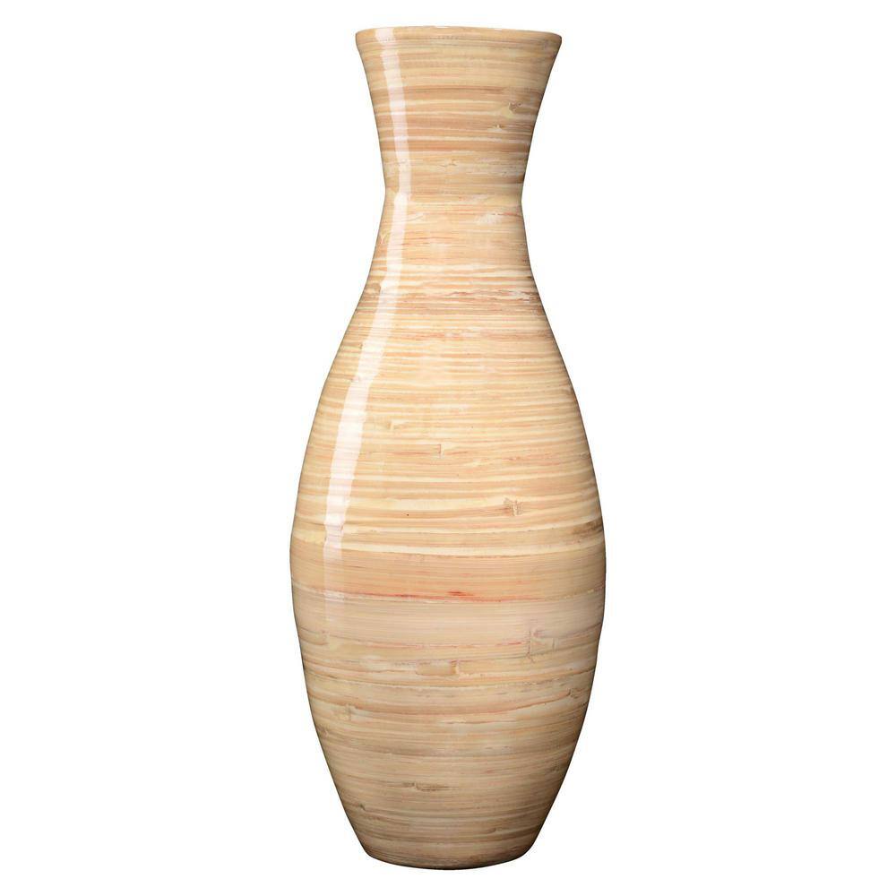 Natural Bamboo Handcrafted 20-Inch Tall Decorative Floor Vase