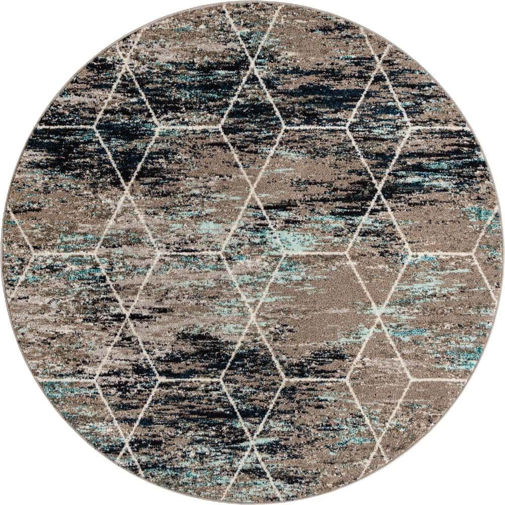Trellis Frieze Blue Multi 6 ft. x 6 ft. Geometric Area Rug price history on PriceWatchPro